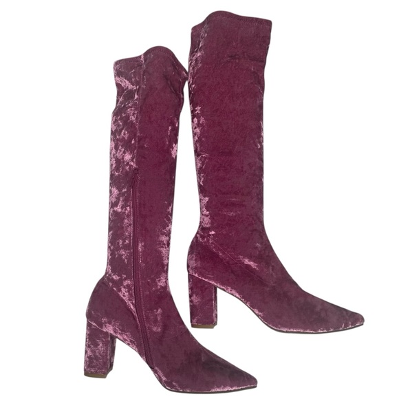 NEW Anthropologie x Silent D Komass Pink Crushed Velvet Boots  38 - Picture 4 of 11